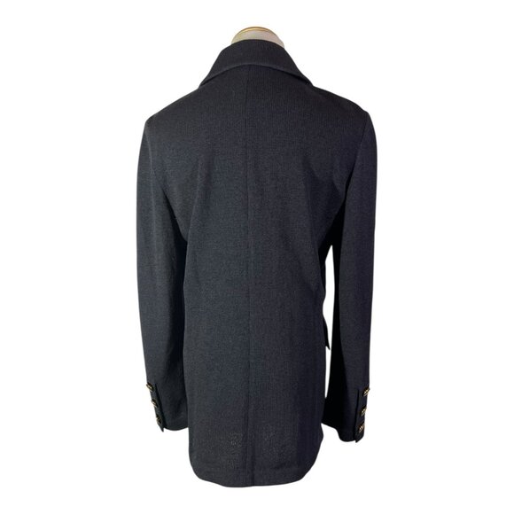 Vintage Austin Reed Size 4 Dark Navy Heavy Knit Double-Breasted Blazer Jacket - Picture 9 of 13